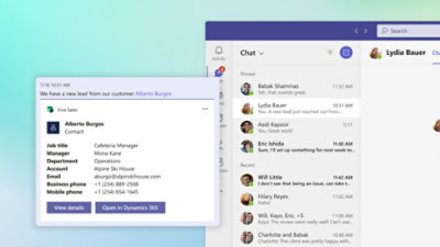 Video zapis korisnika koji deli detalje o kontaktu za klijenta putem poruke u usluzi Teams.