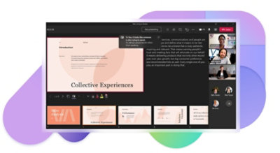 A Sales Analysis Review presentation being given over a Teams video call.