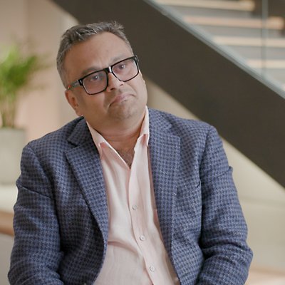 An image of a person looking at something