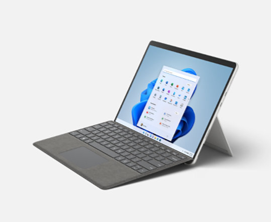A Surface Pro 8 with Type Cover