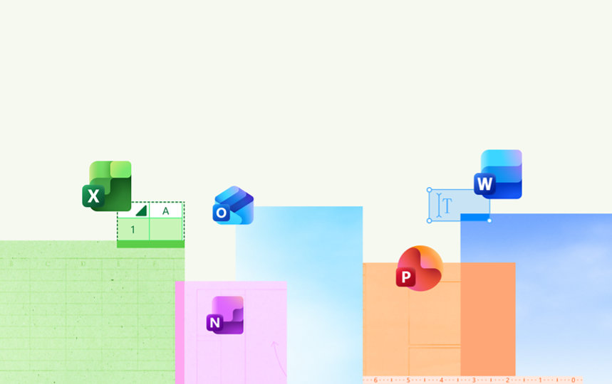 Various Microsoft 365 apps, including Excel, OneNote, Outlook, PowerPoint, and Word.