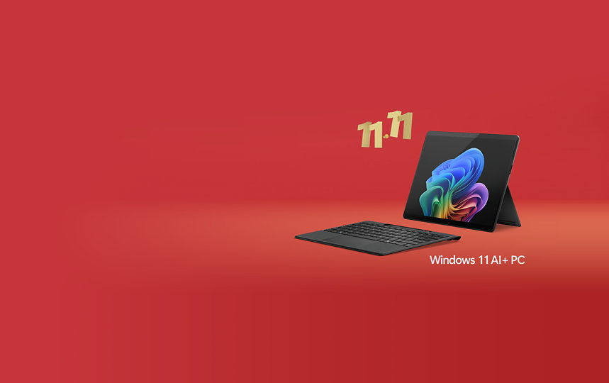Surface Pro 13 in Black, Windows 11, built-in AI features, and a premium keyboard. Redefine productivity this Singles Day FY26.
