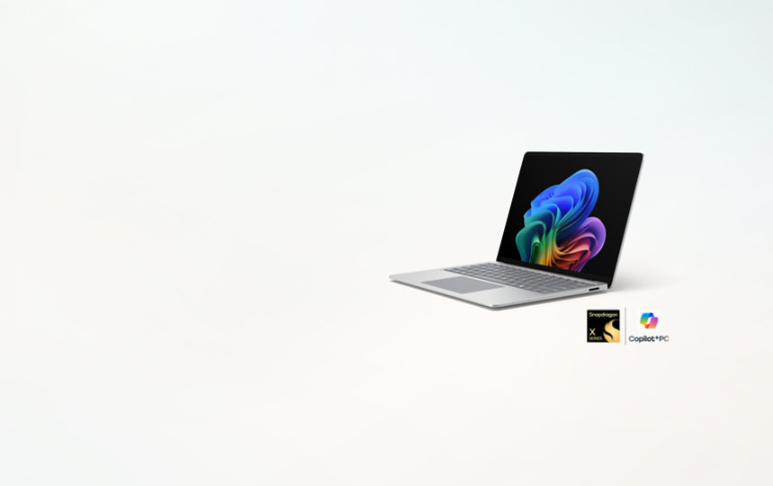 斜めから見た法人向け Surface Laptop Copilot+PC、Snapdragon 搭載。