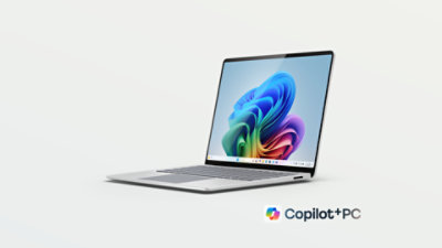 A Surface Laptop, 7th Edition, a Copilot+ PC, in the colour Sapphire.