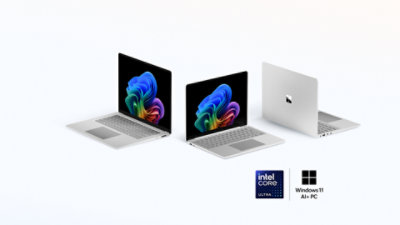 Een serie Surface Copilot+ PC's met Intel®-processors in de kleur Platina.