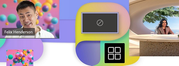 Kolaž ikon in zaslonov v aplikaciji Teams
