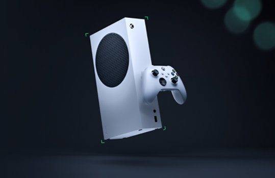 An Xbox Series S in the color white.