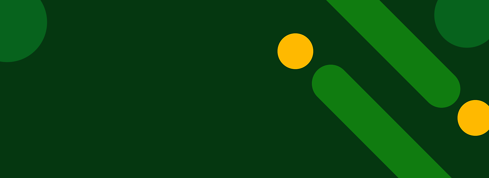 Abstracte groene achtergrond met gele stippen en diagonale groene strepen.
