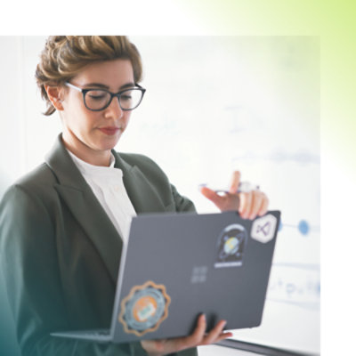 A woman working on her laptop