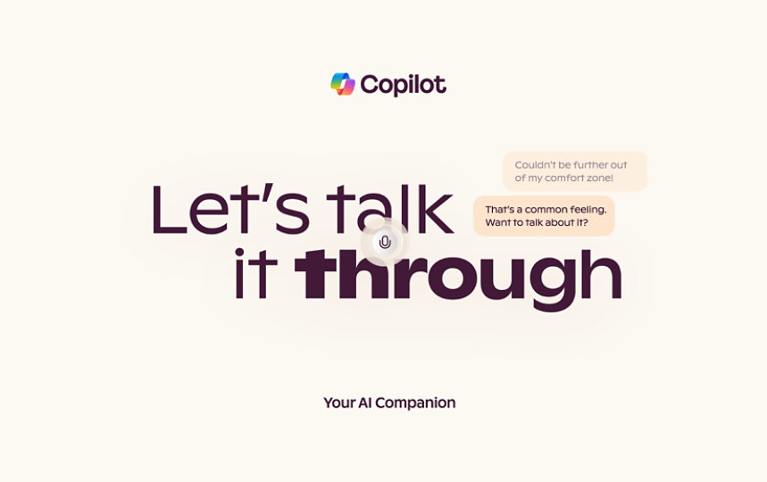 The AI companion in Copilot offers support to talk things through.