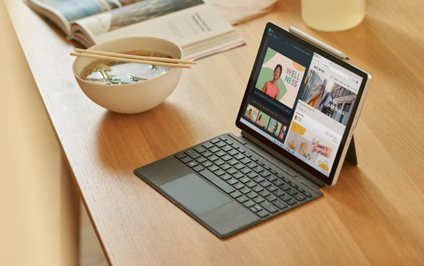 Tablet on kitchen table