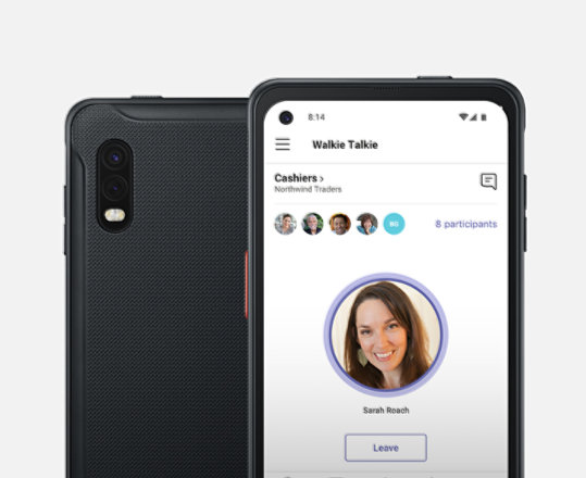 A Samsung phone with the Teams app on it.