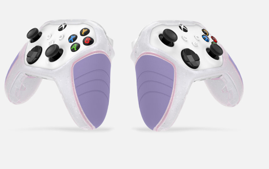 two displayed OtterBox Easy Grip Controller Shells Xbox Series XS in Lilac Dream color