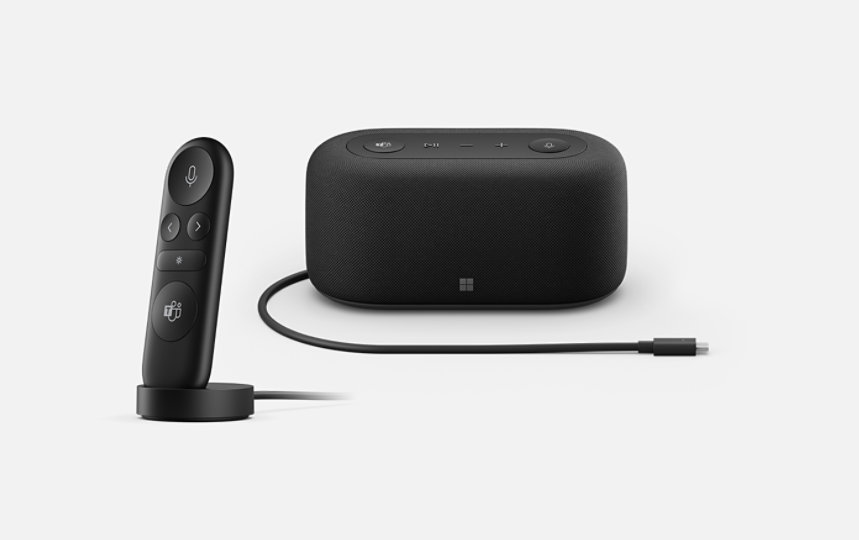 A Microsoft Audio Dock and a Microsoft Presenter+. 