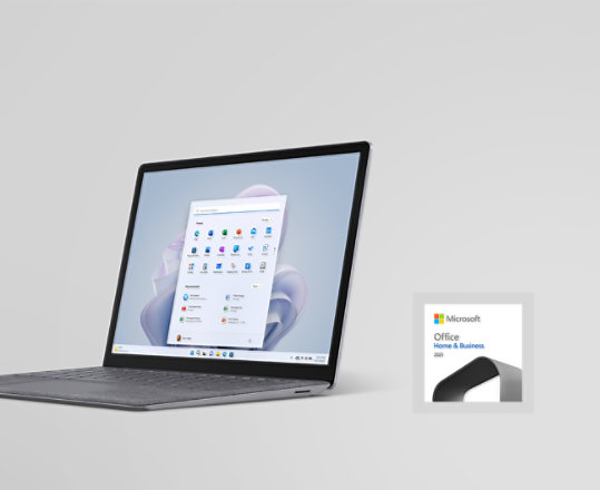 プラチナ（Alcantara）の Surface Laptop 5 と Office Home & Business 2021