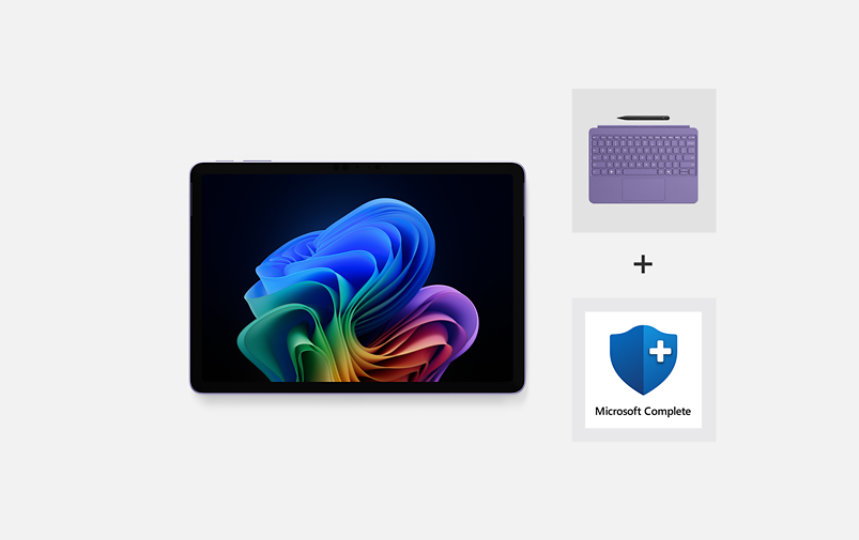 Surface Pro 12 インチ キーボードと Microsoft Complete 保証プランが含む Surface Pro, Copilot+ PC, 12 インチ バンドル。