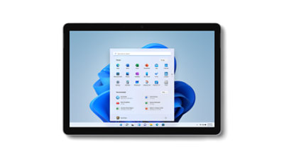 Hand touches Surface Go 3 in tablet mode.