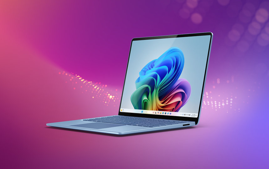 一个Laptop, Windows 11 AI+ PC在图片中间