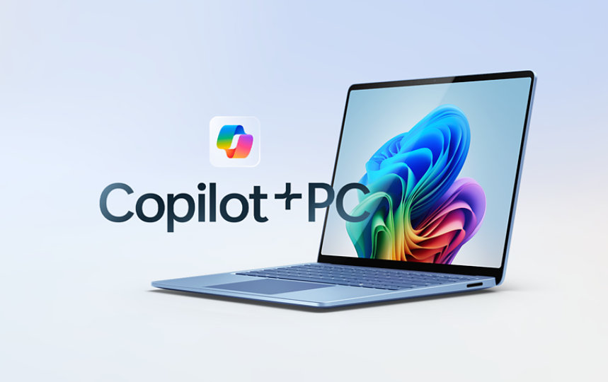 A Surface Laptop, 7th Edition, a Copilot+ PC, in the colour Sapphire.