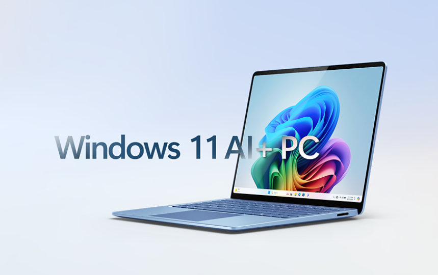 一個Laptop, Windows 11 AI+ PC在圖片中間