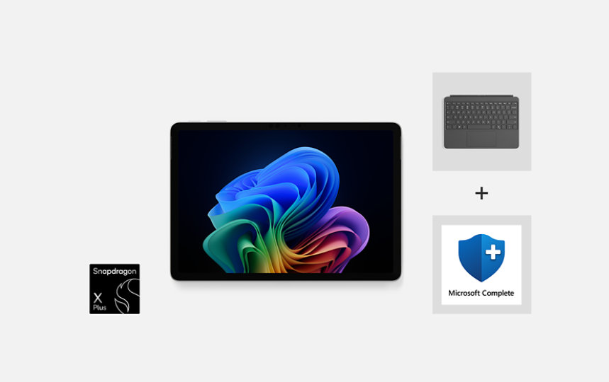 The Surface Essentials Bundle for Surface Pro for Business with a Snapdragon® X Plus processor. 