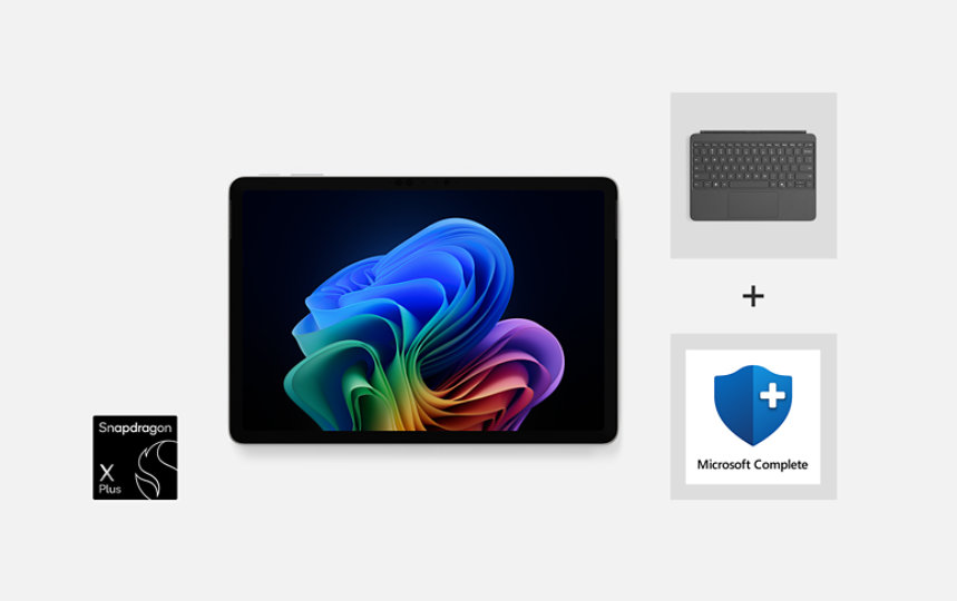 L’offre groupée Surface Essentials pour Surface Pro pour l’entreprise avec un processeur Snapdragon® X Plus. 