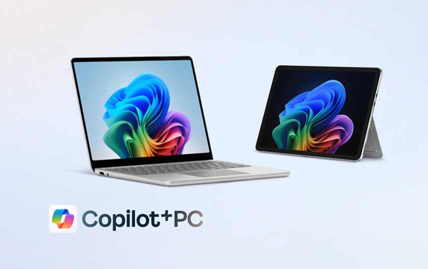 Surface Copilot+ PCs: a Platinum Surface Laptop, 13 inch, and a Platinum Surface Pro, 12 inch.