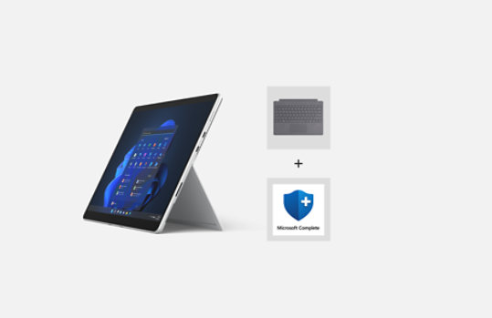 Surface for Business bundle, including device, Keyboard, and Microsoft Complete.