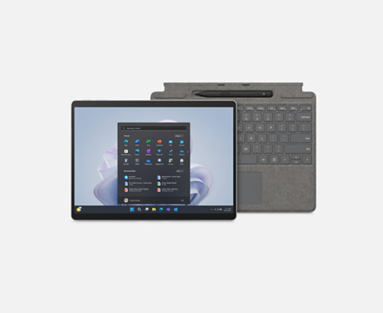A Surface Pro 9 for Business bundle with a Surface Pro Signature Keyboard with Slim Pen 2.