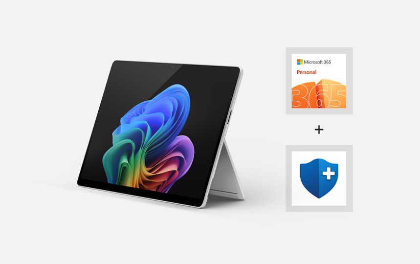 Microsoft 365 Personal サブスクリプションと Microsoft Complete 保証プランが含む Surface Pro バンドル。