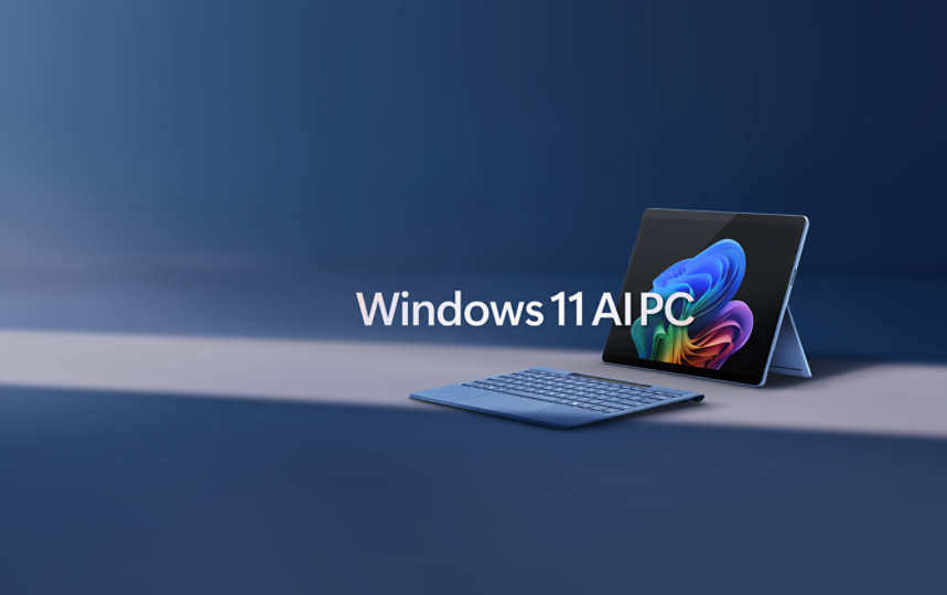 寶石藍 Surface Pro Flex 鍵盤 和 Surface Pro 第 11 版 Windows 11 AI PC。