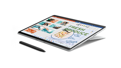 Surface Pro X shown with Surface Pen.