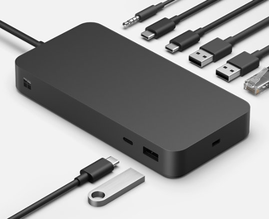 Surface Thunderbolt™ 4 ドックといろいろな種類の外部端子