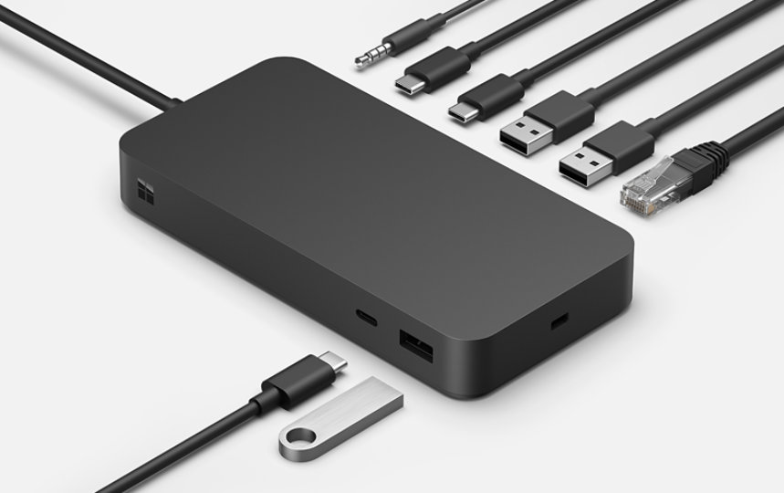 Surface Thunderbolt™ 4 ドックといろいろな種類の外部端子