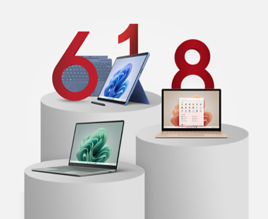 包含了Surface系列产品，图中背景为618数字元素。