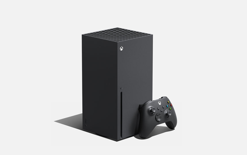 Μια κονσόλα Xbox Series X και ένα χειριστήριο Xbox