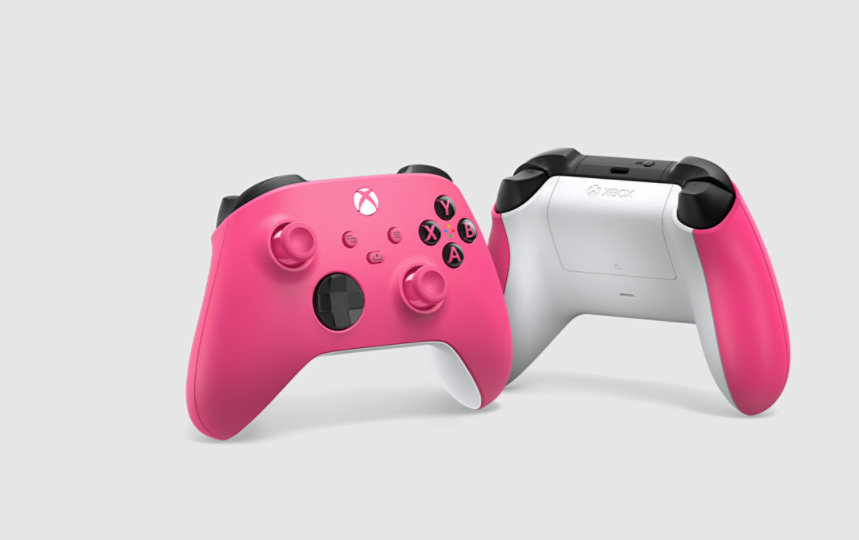 Microsoft xbox wireless controller deep pink roza bel brezžični igralni plošček sprednji in zadnji pogled