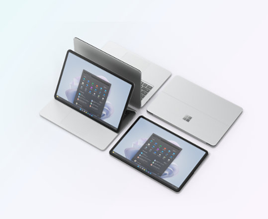 Surface Laptop Studio shown in various configurations.
