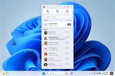 A new chat being started through Windows 11 while the user is in a video call in another visible window