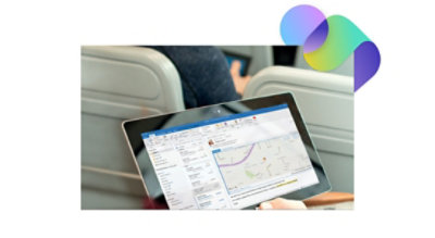 Una tableta muestra un correo electrónico que contiene un mapa en Outlook.