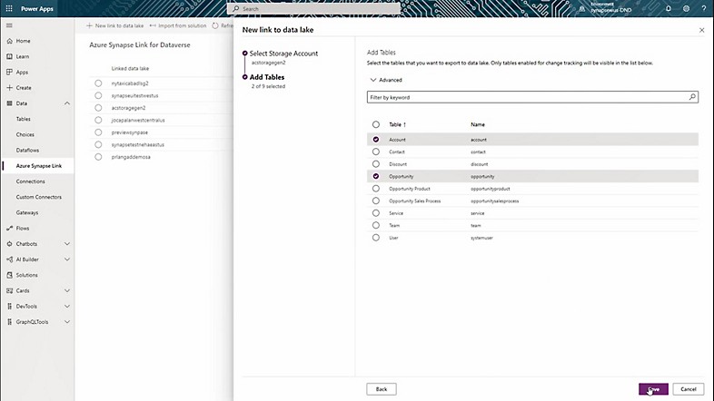 Connecting data sources with Azure Synapse Link and Power Apps