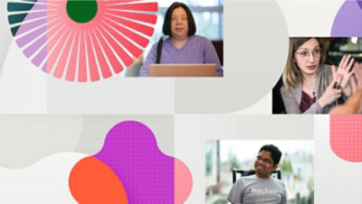 Collage d’images de personnes ayant divers handicaps en milieu de travail.