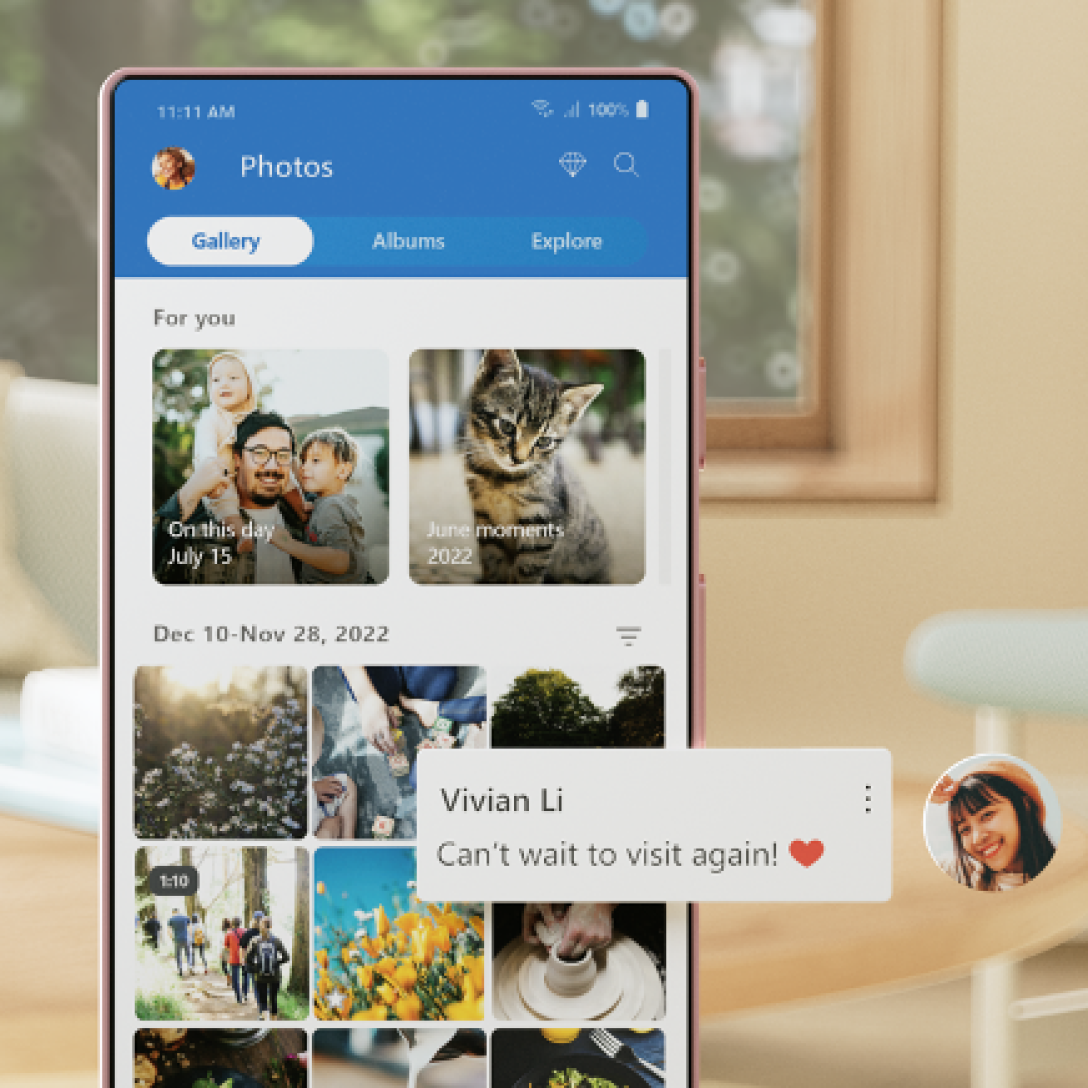 通过 OneDrive 移动应用程序共享照片的手机