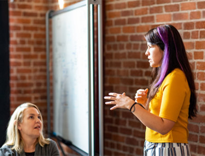 Two people having a conversation.
