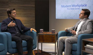 Still image from video showing Alex Bradley and Michael Gervais sitting across from each other having a conversation.