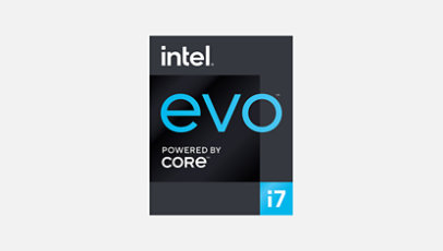 An Intel EVO Core i7 processor badge.