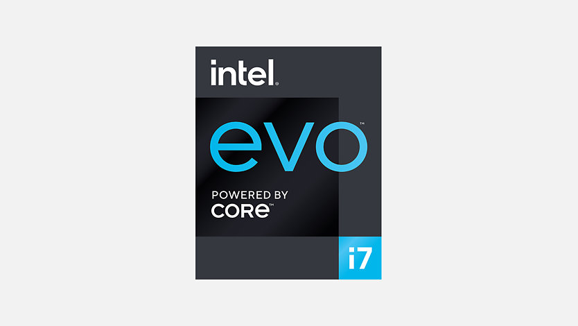 An Intel EVO Core i7 processor badge.