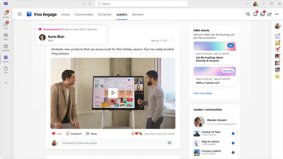 Viva Engage-platform met een gebeurtenis 'Vraag me wat je wilt' over diversiteit en inclusie. Communityleiders en -discussies