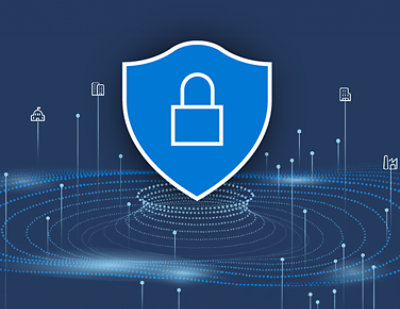 Een blauw schild met een wit hangslot erop