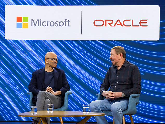 Larry Ellison and Satya Nadella discussing